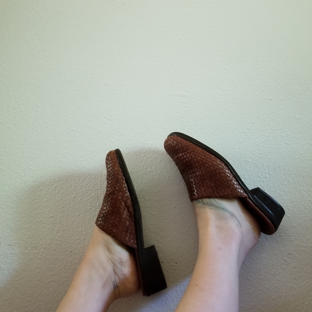 Vintage Brown Leather Mules